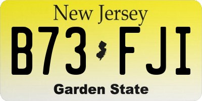 NJ license plate B73FJI