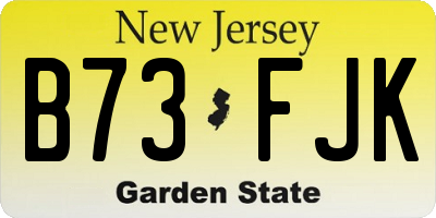 NJ license plate B73FJK