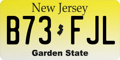 NJ license plate B73FJL