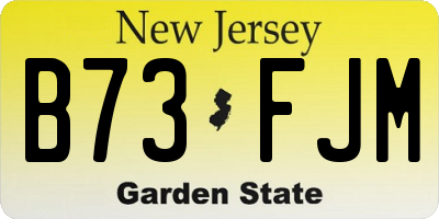 NJ license plate B73FJM