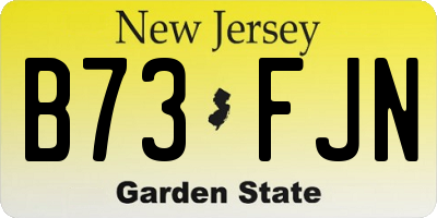 NJ license plate B73FJN
