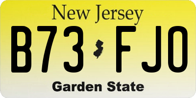 NJ license plate B73FJO