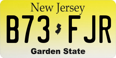 NJ license plate B73FJR