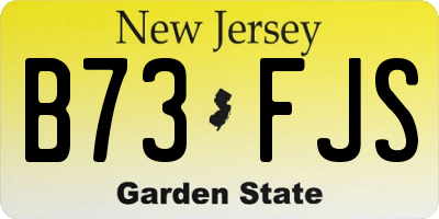 NJ license plate B73FJS