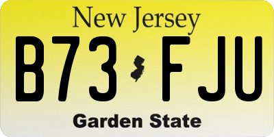 NJ license plate B73FJU
