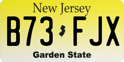 NJ license plate B73FJX