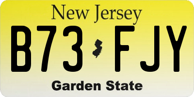 NJ license plate B73FJY