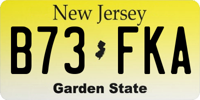 NJ license plate B73FKA