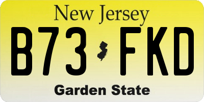 NJ license plate B73FKD