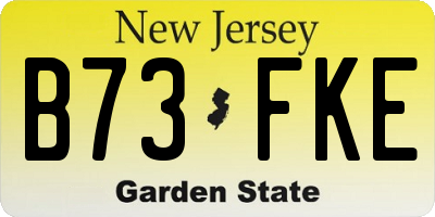 NJ license plate B73FKE