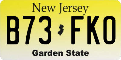 NJ license plate B73FKO