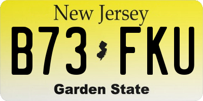 NJ license plate B73FKU