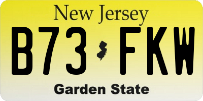 NJ license plate B73FKW
