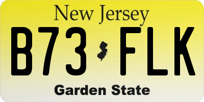 NJ license plate B73FLK