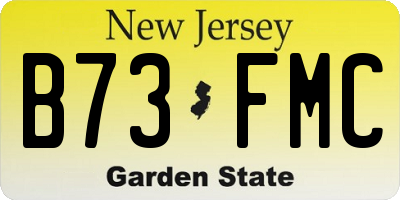 NJ license plate B73FMC