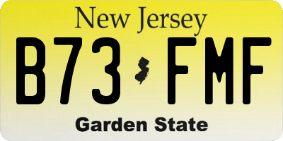 NJ license plate B73FMF