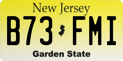 NJ license plate B73FMI