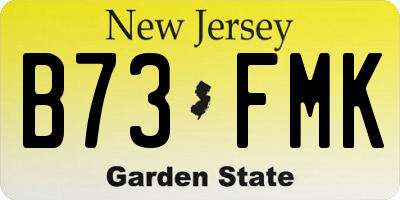 NJ license plate B73FMK