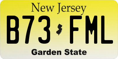 NJ license plate B73FML
