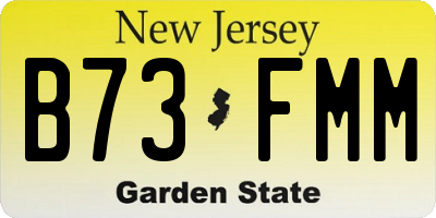 NJ license plate B73FMM