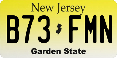 NJ license plate B73FMN