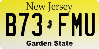 NJ license plate B73FMU