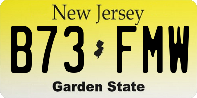 NJ license plate B73FMW