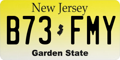 NJ license plate B73FMY