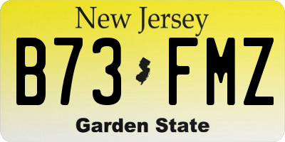 NJ license plate B73FMZ