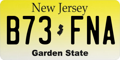 NJ license plate B73FNA