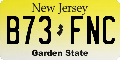 NJ license plate B73FNC