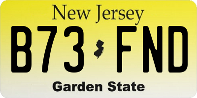 NJ license plate B73FND