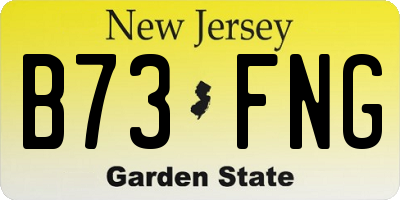 NJ license plate B73FNG