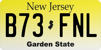 NJ license plate B73FNL