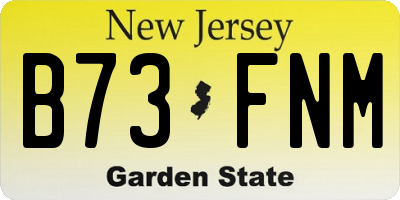NJ license plate B73FNM