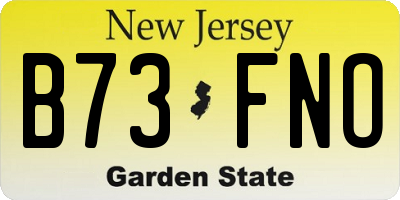 NJ license plate B73FNO