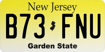 NJ license plate B73FNU