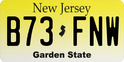 NJ license plate B73FNW