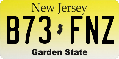 NJ license plate B73FNZ