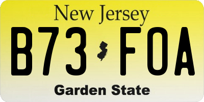 NJ license plate B73FOA