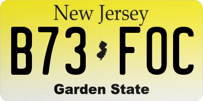 NJ license plate B73FOC