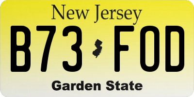 NJ license plate B73FOD