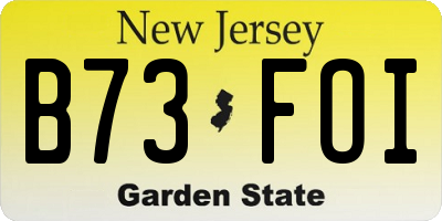 NJ license plate B73FOI