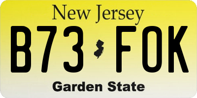 NJ license plate B73FOK