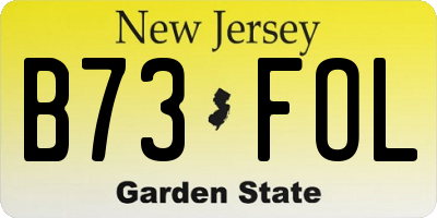 NJ license plate B73FOL