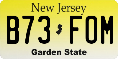 NJ license plate B73FOM