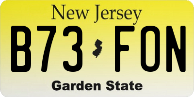 NJ license plate B73FON