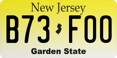 NJ license plate B73FOO