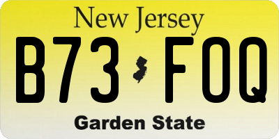 NJ license plate B73FOQ