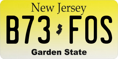 NJ license plate B73FOS